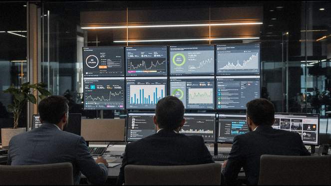 Team di professionisti che analizza dati sulla reputazione digitale